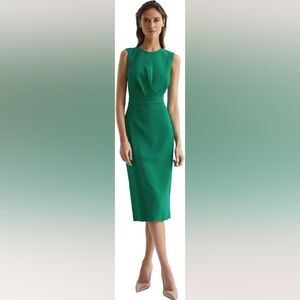 Reiss Layla Sleeveless Vibrant Green Midi Dress